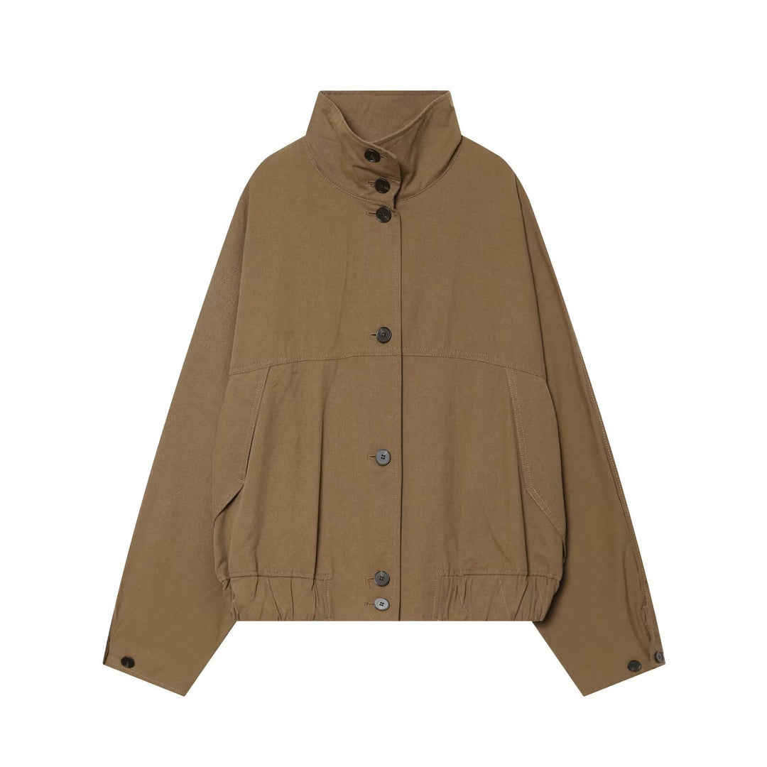 Damen Oversize-Utility-Jacke mit hohem Stehkragen und elastischem Saum Echo Archiv