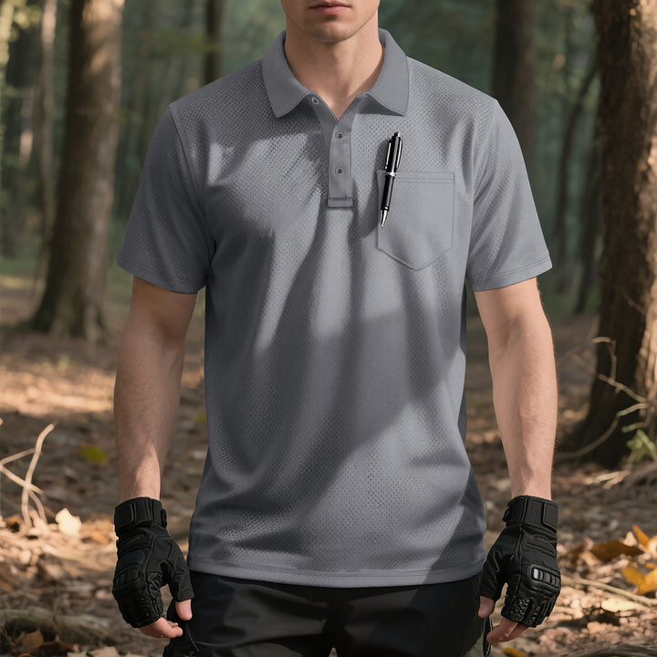 Herren Polo-Shirt mit atmungsaktivem Mesh-Gewebe und praktischer Brusttasche Echoarchiv