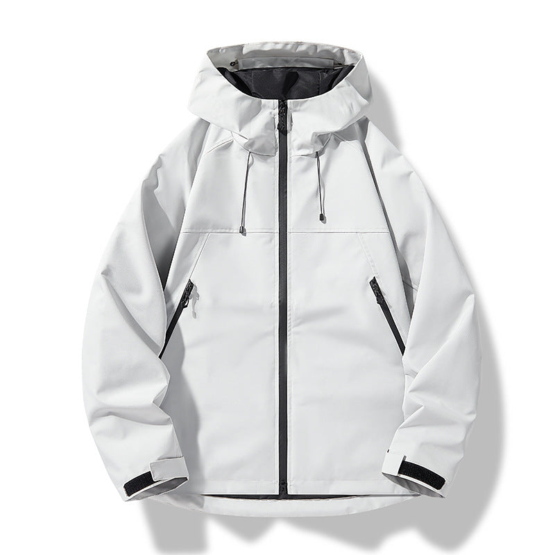 Herren Softshell-Outdoorjacke im Blockdesign mit Kapuze, Reißverschluss und wasserabweisender Beschichtung Echoarchiv