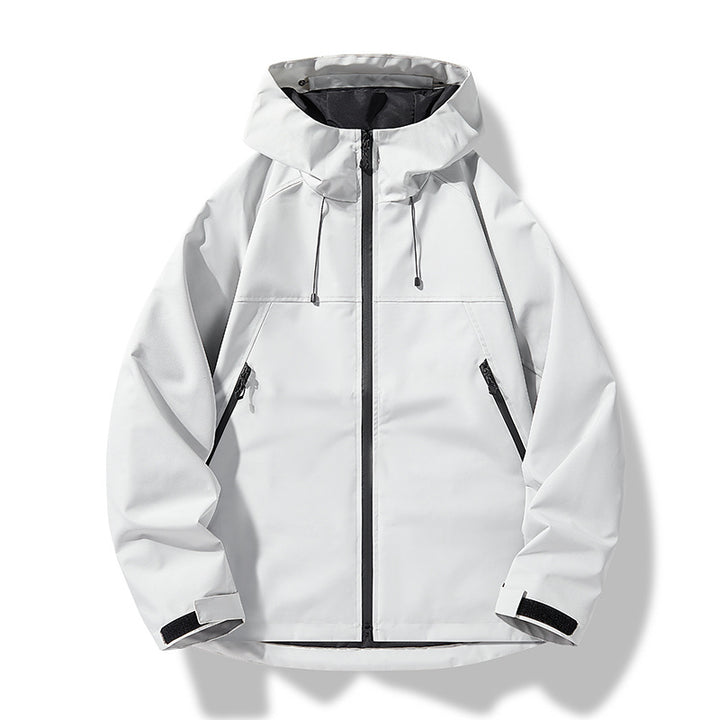 Herren Softshell-Outdoorjacke im Blockdesign mit Kapuze, Reißverschluss und wasserabweisender Beschichtung Echoarchiv