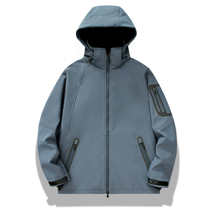 Herren Softshell‑Hybridjacke mit Kapuze, versiegelten Reißverschlüssen und ergonomischem Schnitt Echo Archiv