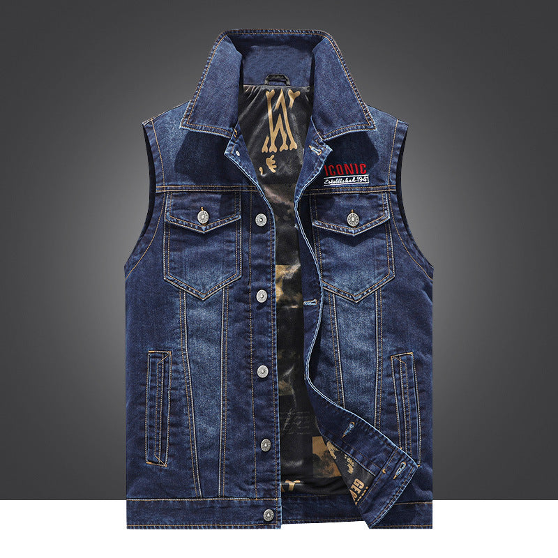 Herren Denim-Weste mit praktischen Taschen und robustem Design Echoarchiv