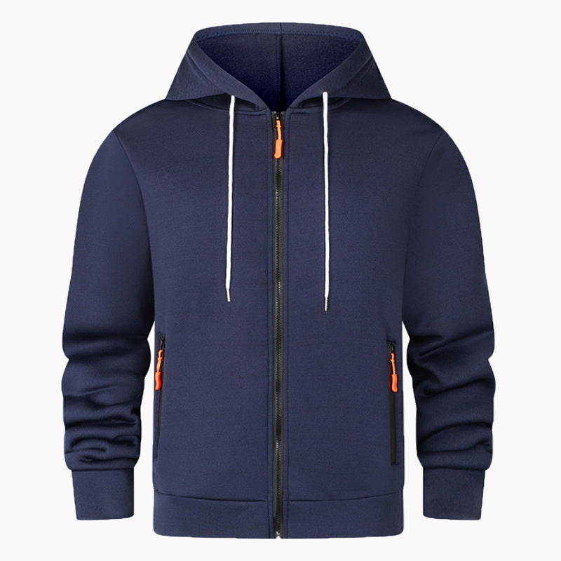 Herren sportlicher Fleece-Hoodie mit funktionalen Reißverschlusstaschen Echoarchiv