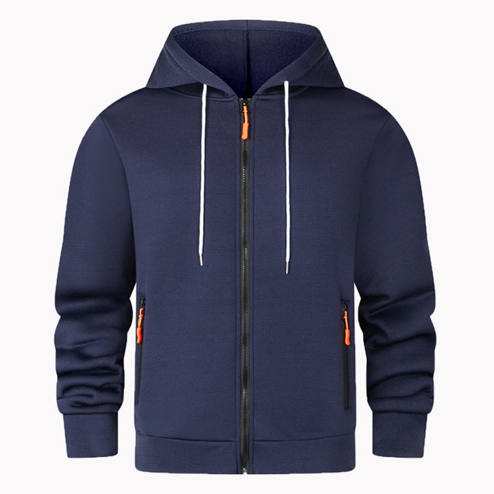 Herren sportlicher Fleece-Hoodie mit funktionalen Reißverschlusstaschen Echoarchiv