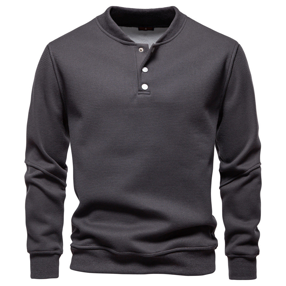 Herren Langarm-Pullover mit Knopfleiste und strukturiertem Gewebe Echoarchiv