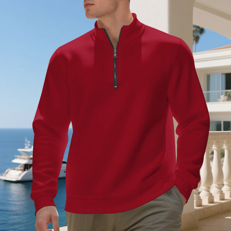 Herren sportlicher Pullover mit halbem Reißverschluss und atmungsaktiver Struktur Echoarchiv