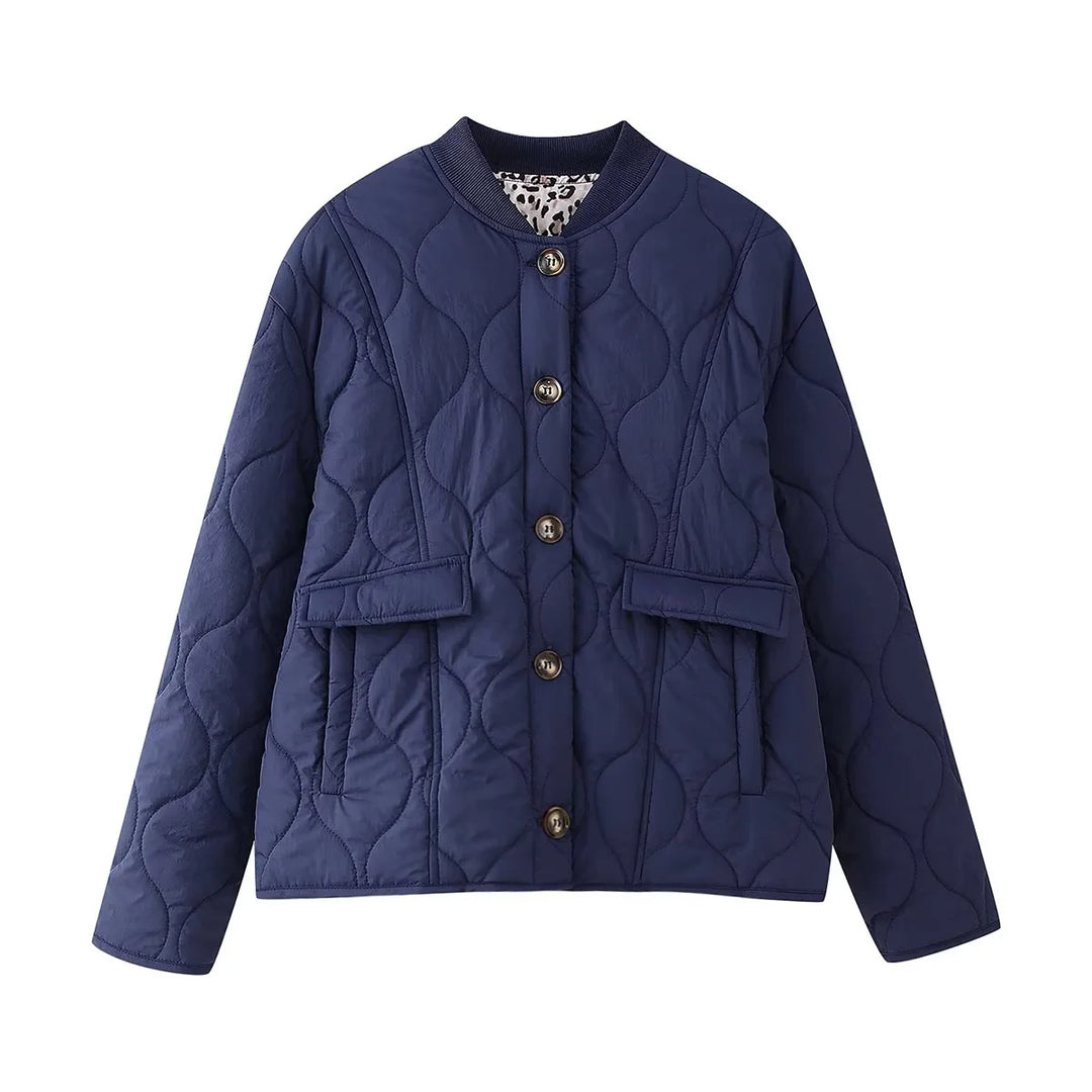 Damen nan gesteppte Übergangsjacke mit Rippkragen und Pattentaschen Echo Archiv