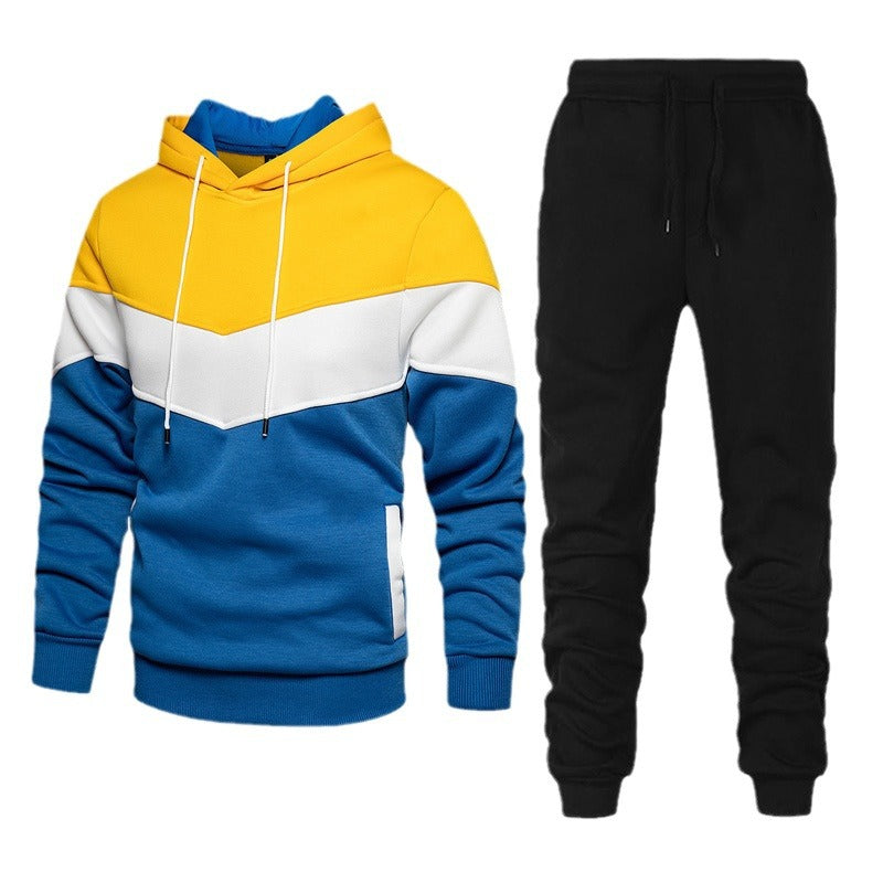 Herren athleisure-Set mit Chevron-Kapuze, fleecegefüttertem Pullover und schmal zulaufender Jogginghose – Marzano