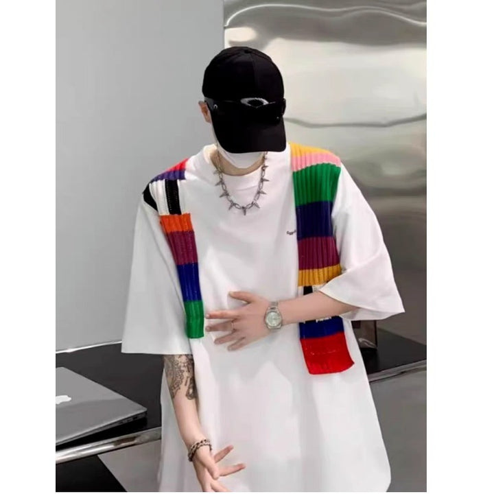 Unisex Oversized T-Shirt mit buntem Strickdetail Echoarchiv