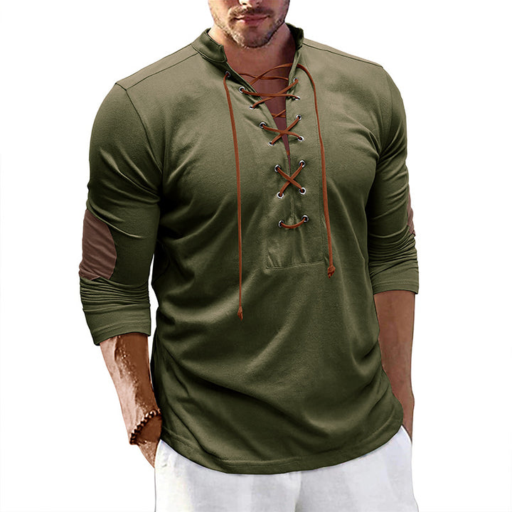 Herren Langarmshirt mit modischem Lacing-Design und Kontrast-Details Echoarchiv
