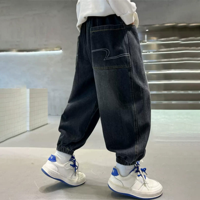 Unisex lässige Baggy-Jeans mit Gummizug Echo Archiv