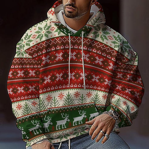 Herren Weihnachts-Hoodie mit farbenfrohem grafischen Design und bequemer Passform Echoarchiv