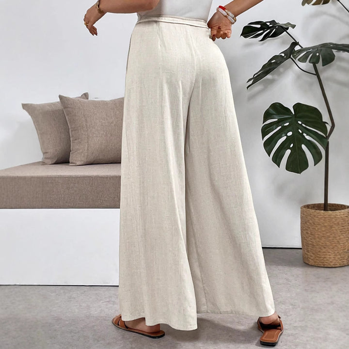 Damen Weit geschnittene Leinenhose mit verstellbarem Bund Echo Archiv