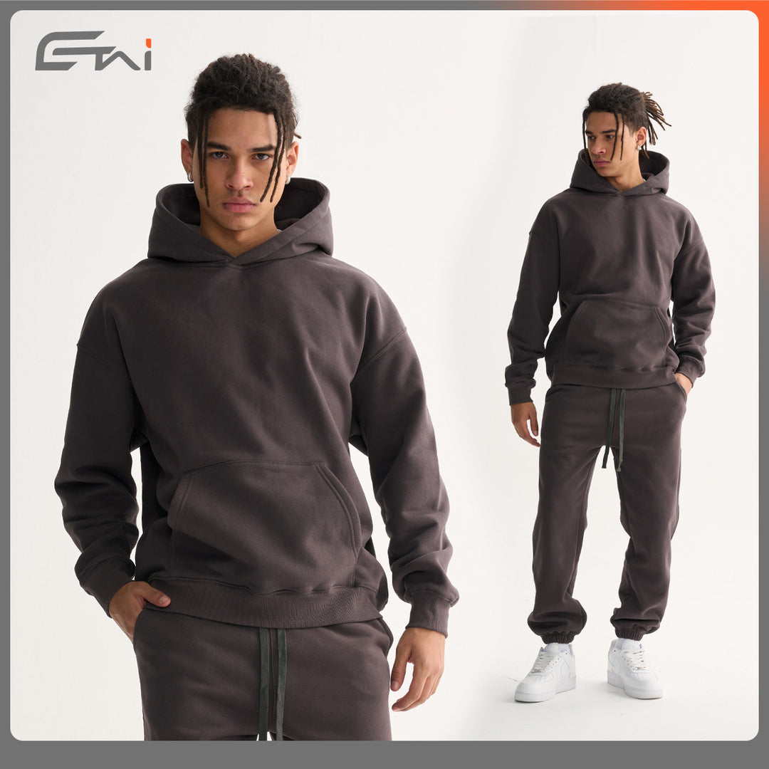 Unisex Oversize Baumwoll-Hoodie mit tiefer Schulterlinie und Kängurutasche Echo Archiv