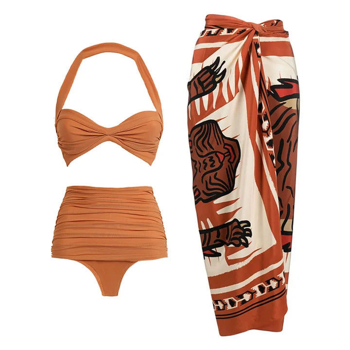 Damen modisches Zweiteiler Bikini-Set mit eleganter Wickelrock Echo Archiv