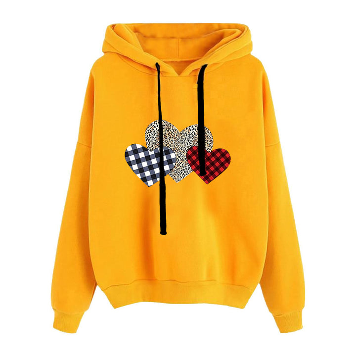 Damen lässiger Oversize Kapuzenpullover mit Herz‑und‑Pfotenprint, Kordelzug und gerippten Bündchen – Auréline