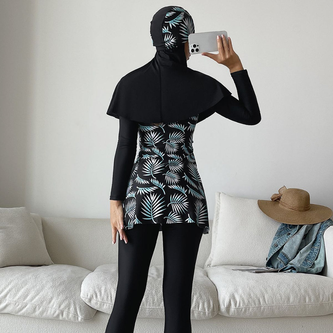 Damen Modisches 360-Grad-Schwimmanzug mit integrierter Hijab Echo Archiv