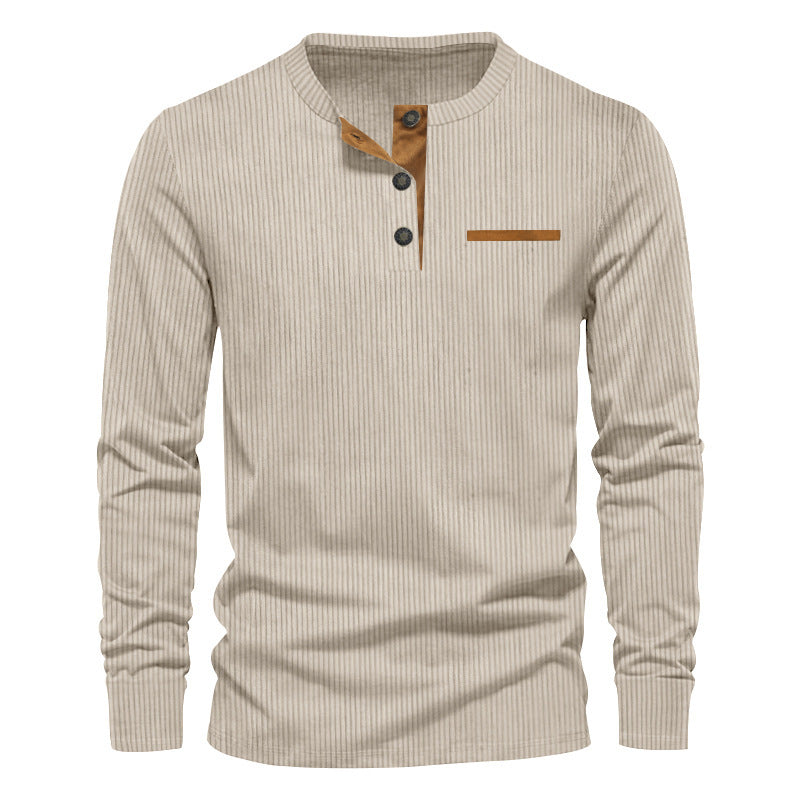 Herren Langarmshirt mit strukturiertem Design und praktischen Knopfdetails Echoarchiv