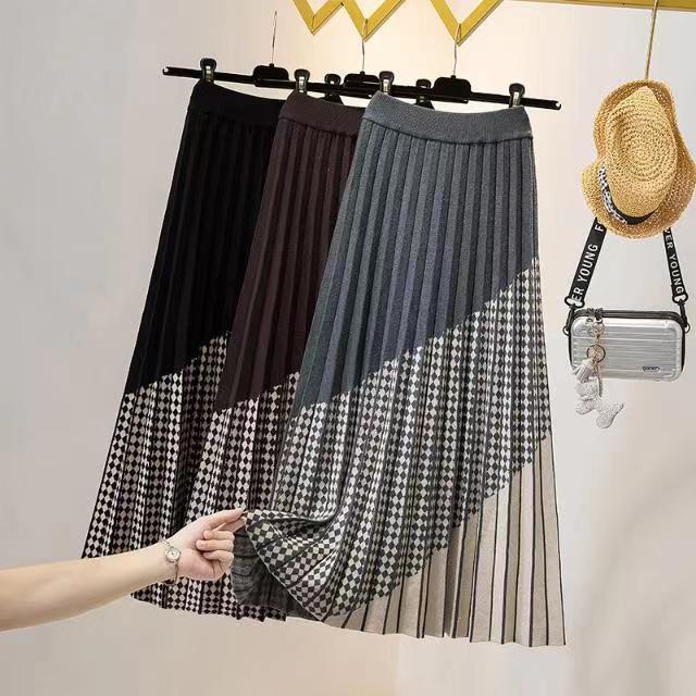 Damen Plissierter Maxirock mit geometrischem Muster Echo Archiv