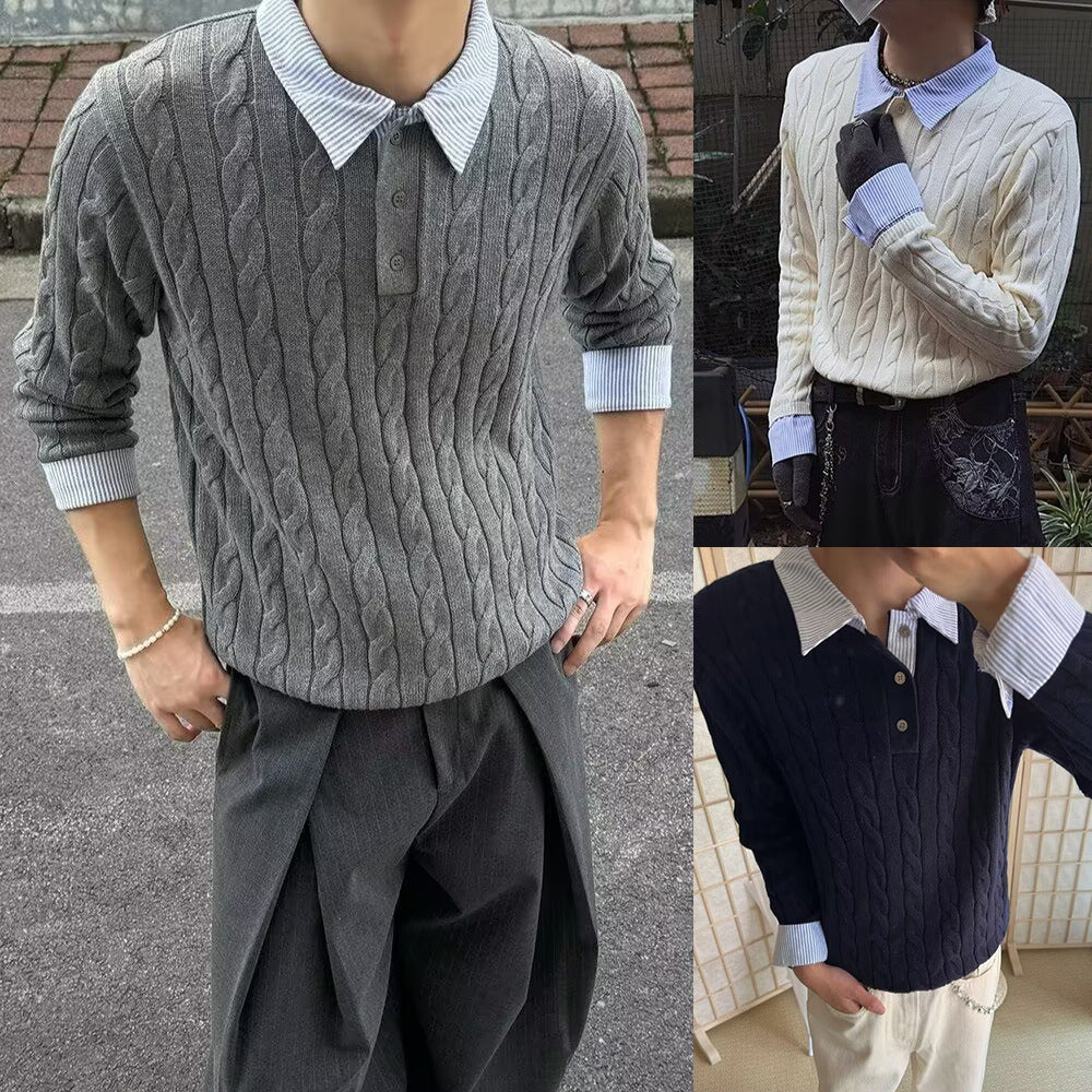 Damen Modischer Grobstrickpullover mit attraktivem Hemdkragen Echoarchiv