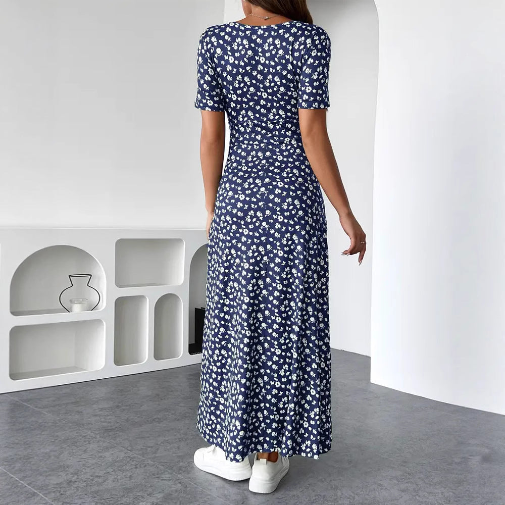 Damen nan tailliertes Jersey-Midikleid mit Crossover-Oberteil, kurzen Ärmeln und ausgestelltem Rock Echo Archiv