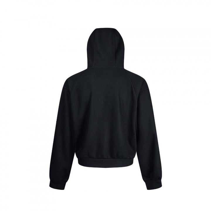 Unisex Kurzer Kapuzen-Zippullover aus French Terry mit Raglanärmeln und verdeckten Eingrifftaschen Echo Archiv