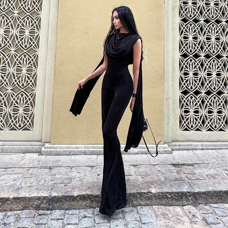 Damen Eleganter Jumpsuit mit Drapierung und weiter Beinführung Echo Archiv