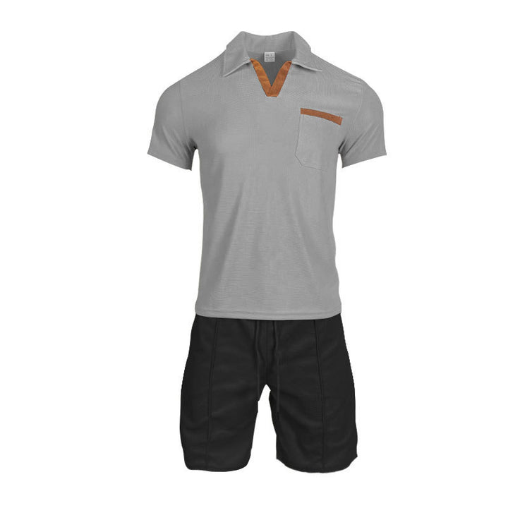 Herren sportliches Kurzarm-T-Shirt mit praktischer Brusttasche und bequemen Shorts Echoarchiv