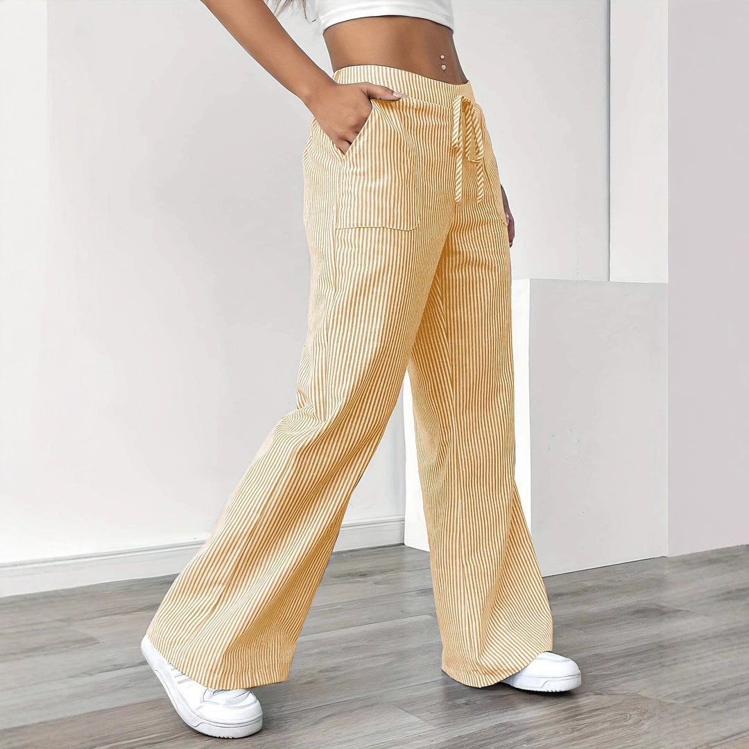 Damen nan weite Baumwoll-Loungehose mit Tunnelzug und Seitentaschen Echo Archiv