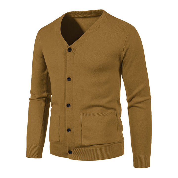 Herren nan leichte Feinstrick-Strickjacke mit V-Ausschnitt, durchgehender Knopfleiste und aufgesetzten Taschen Echo Archiv
