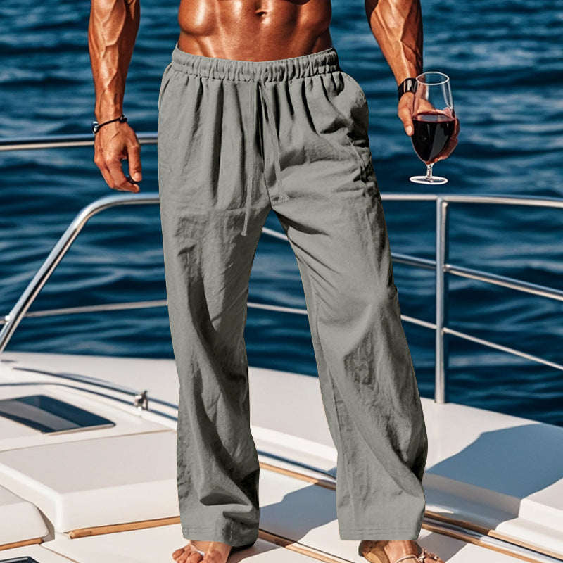 Herren Sommerliche Freizeithose mit weichem, atmungsaktivem Baumwollmaterial und elastischem Bund Echoarchiv