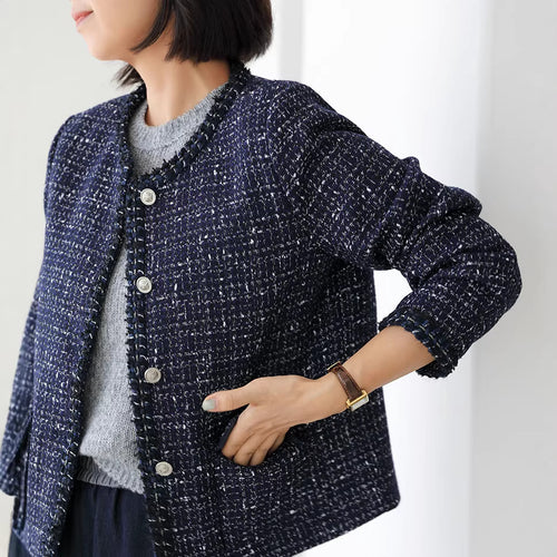 Damen Eleganter kurzarm Tweedmantel Echoarchiv