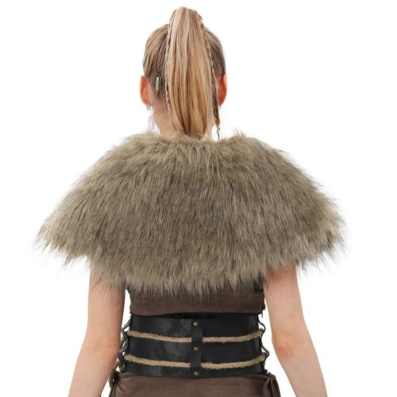 Damen Schultercape aus Kunstpelz mit asymmetrischem Saum und Ziergürtel Echo Archiv