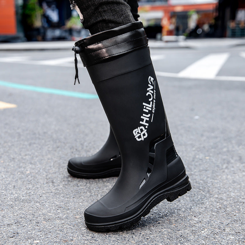 Herren Wasserdichte Gummistiefel mit verstellbarem Schaftabschluss und profiliertem Dämpfungssohlensystem Echoarhiv – Tavélo