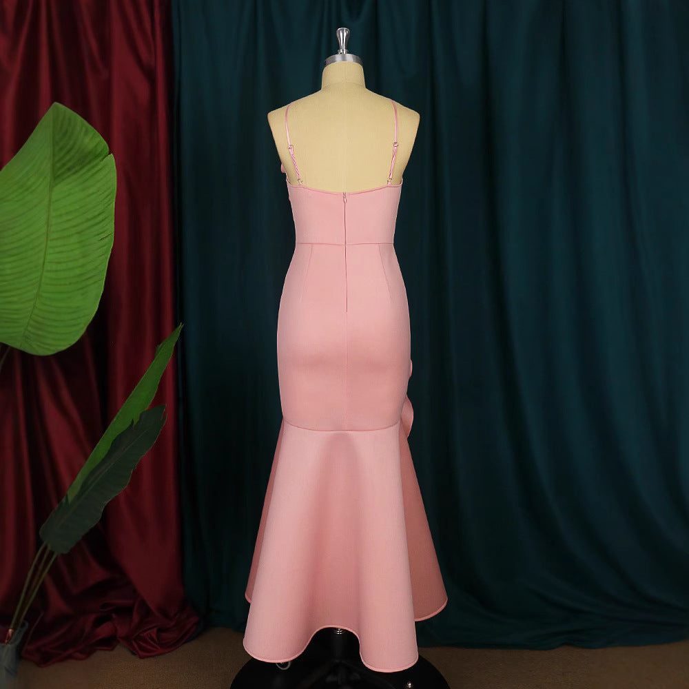 Damen elegantes Abendkleid mit asymmetrischen Rüschen Echo Archiv