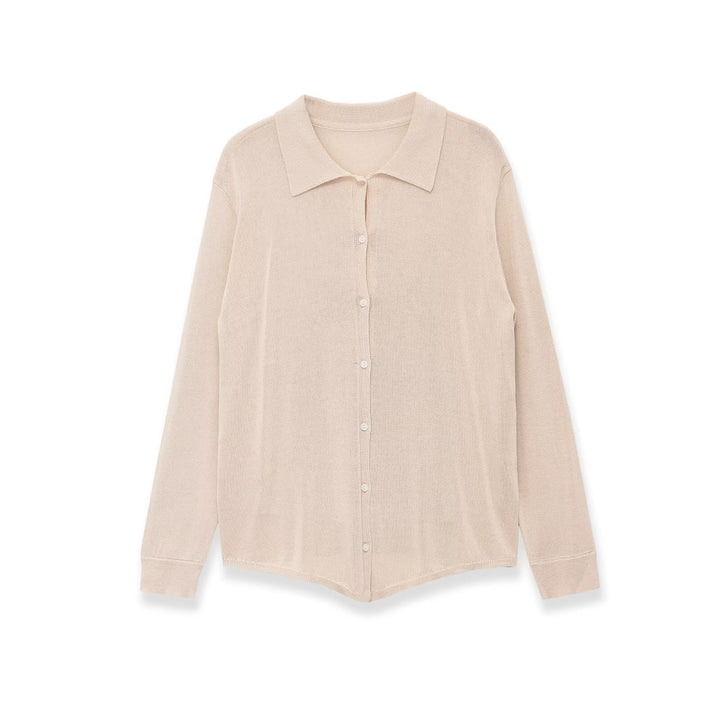 Damen Leichter Strick-Cardigan mit Hemdkragen und Knopfleiste Echo Archiv