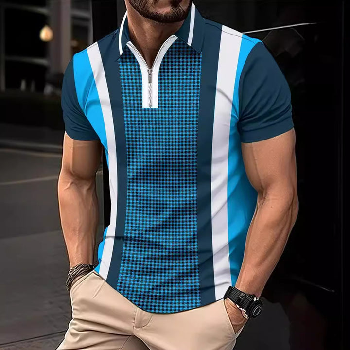 Herren Kurzarm Poloshirt mit modernem Karomuster und funktionsgerechtem Stehkragen Echoarchiv