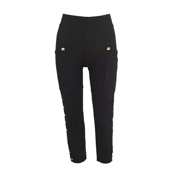 Damen High‑Waist Stretch‑Leggings mit Cargo‑Taschen und Druckknopfdetail – Avélisse