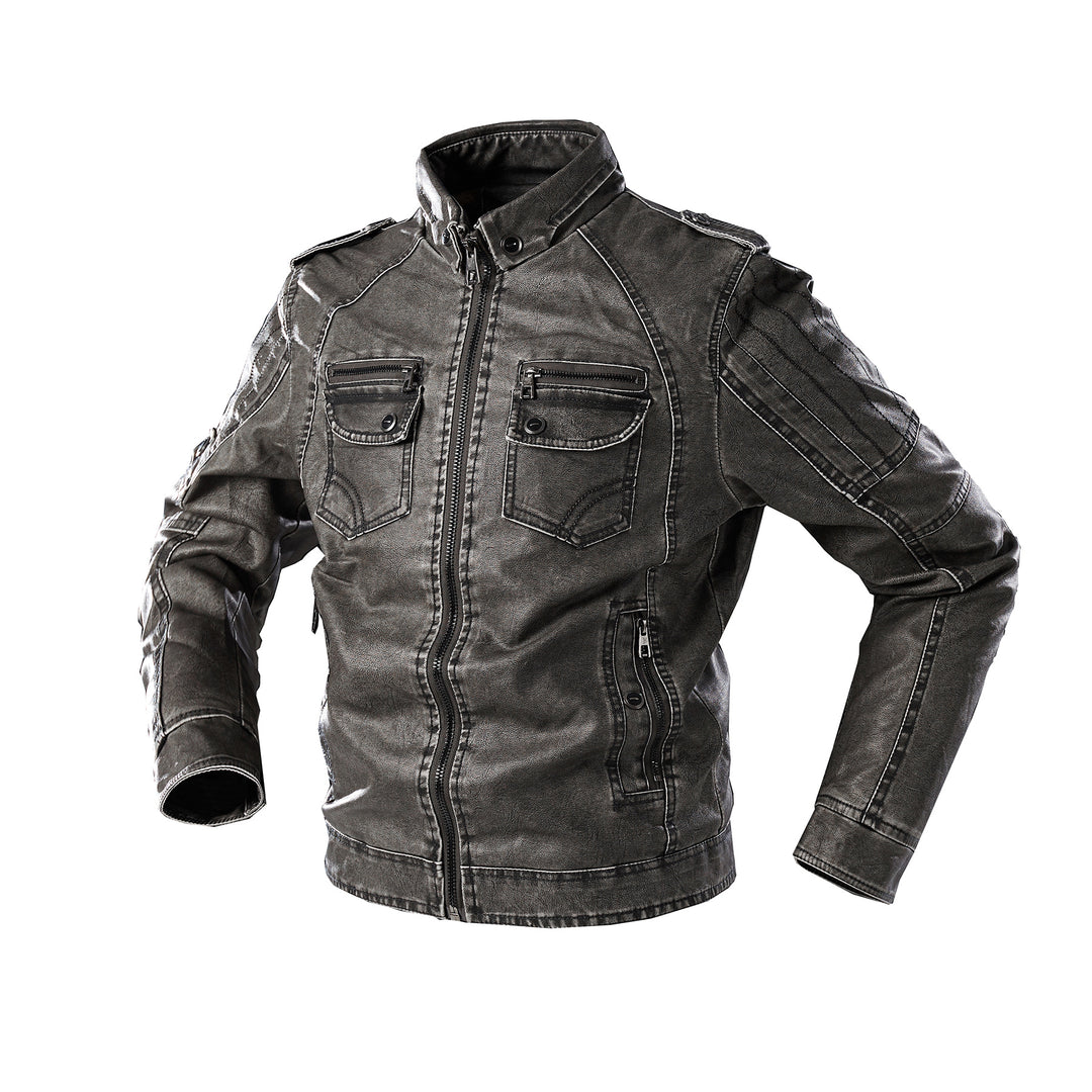 Herren lässige Lederjacke mit zahlreichen Taschen Echoarchiv