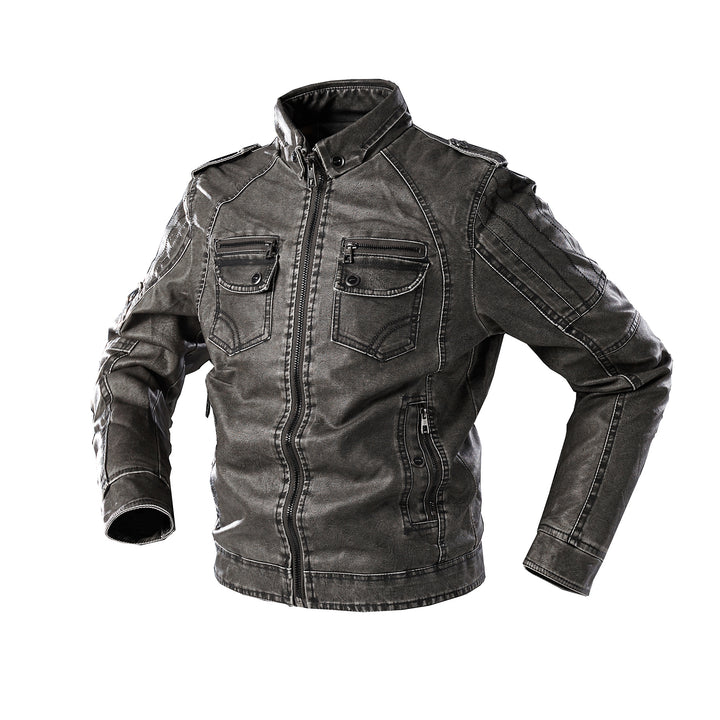 Herren lässige Lederjacke mit zahlreichen Taschen Echoarchiv