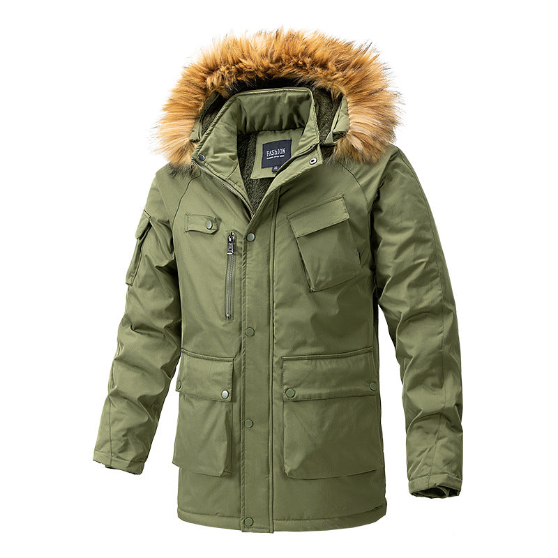 Herren Canvas-Parka mit Sherpa-Innenseite, verlängerter Schnitt und Utility-Ärmeltasche Echoarchiv