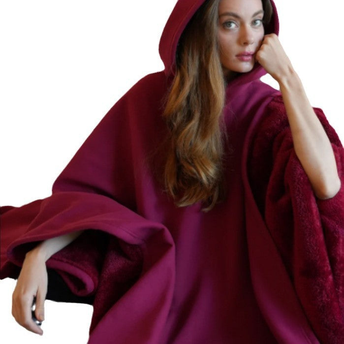 Unisex nan extra-großer Kapuzen-Poncho Kuschelüberwurf mit Mikrofleece-Innenfutter und Thermo-Wärmespeicher Echo Archiv