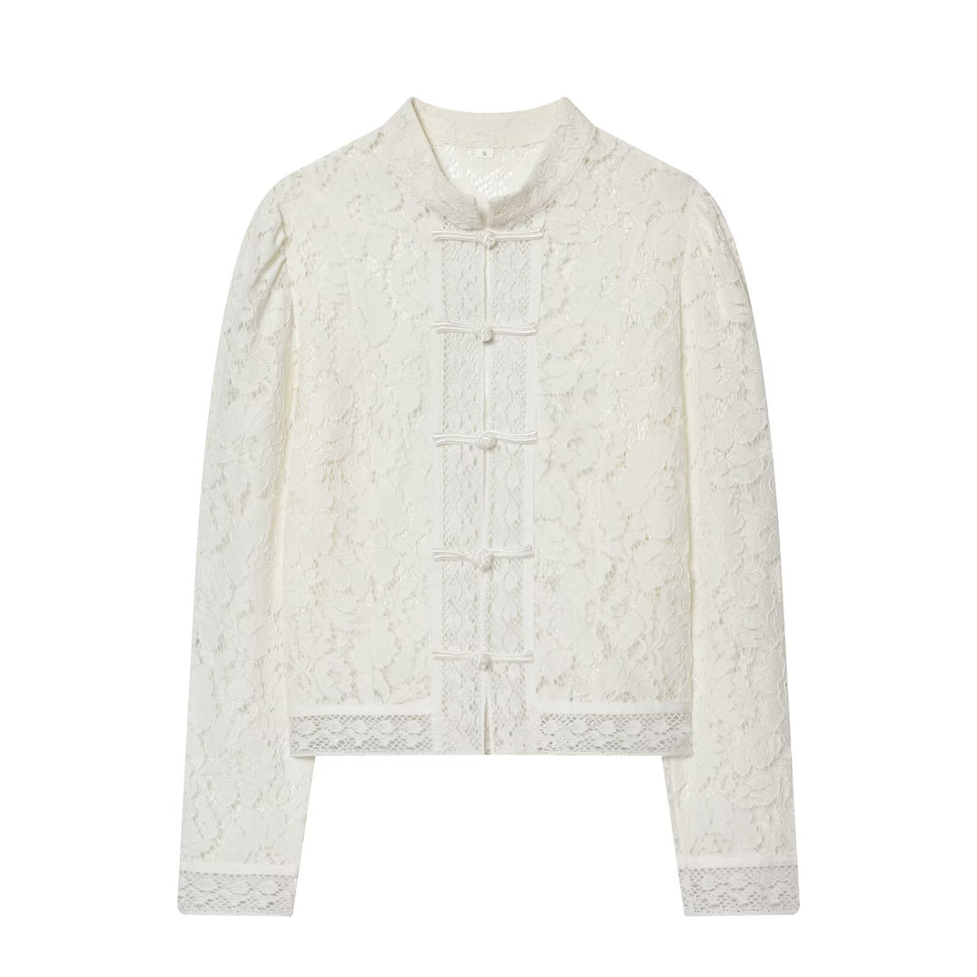 Damen Spitzenjacke mit Stehkragen und chinesischen Knotenverschlüssen Echo Archiv