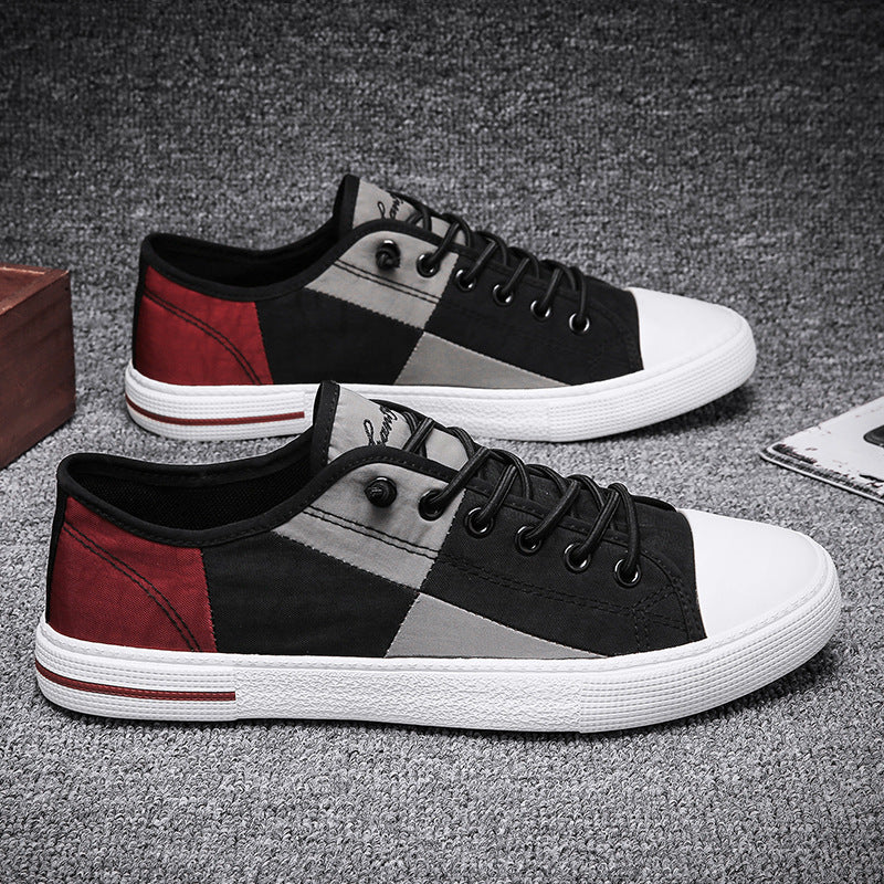 Herren Lässige Low‑Top Canvas‑Sneaker mit geometrischem Colorblock‑Design und verstärkter Zehenkappe Echoarchiv