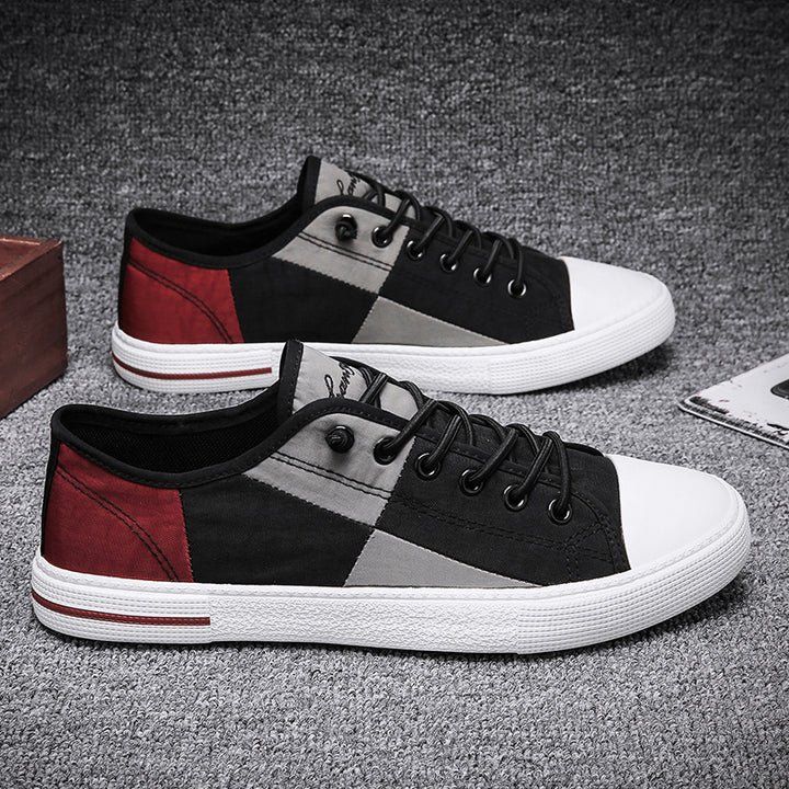 Herren Lässige Low‑Top Canvas‑Sneaker mit geometrischem Colorblock‑Design und verstärkter Zehenkappe Echoarchiv