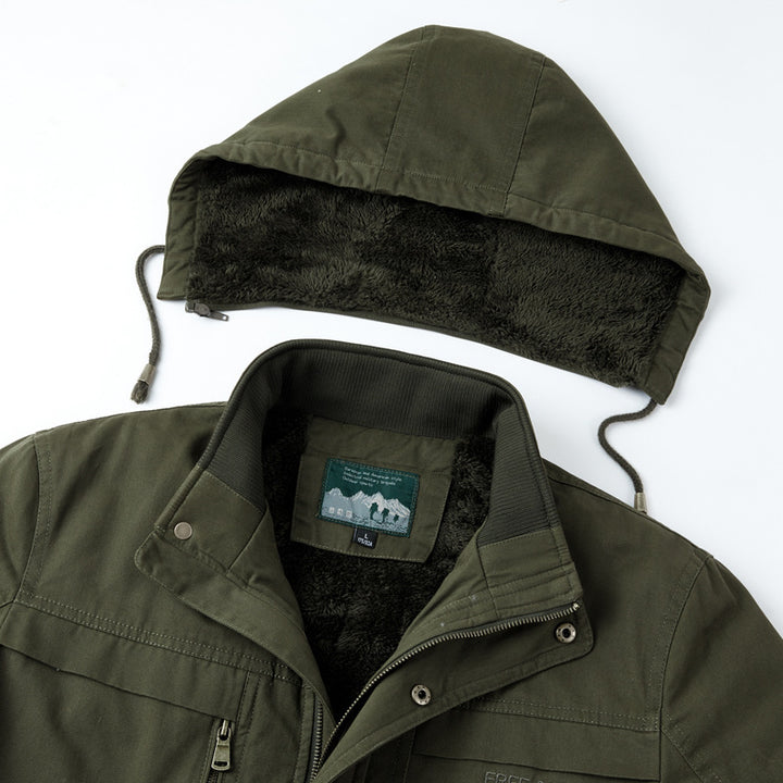 Herren Parka mit Teddyfutter, Kapuze und robuster Canvas-Außenschicht Echo Archiv