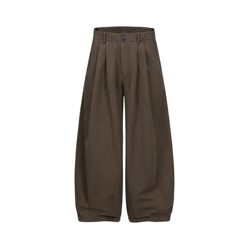 Damen Weite Culotte-Hose mit hoher Taille, Bundfalten und elastischem Knöchelabschluss Echoarchiv