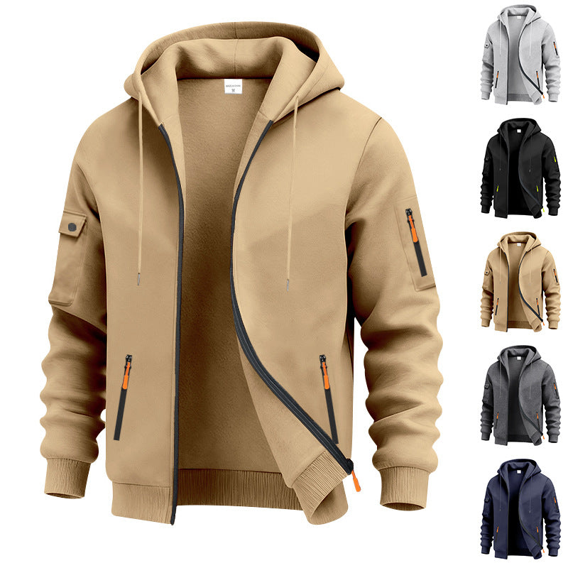 Herren nan technische Zip-Hoodiejacke mit wasserabweisenden Reißverschlusstaschen, Kapuze und verstärkten Ärmelpaspeln Echo Archiv