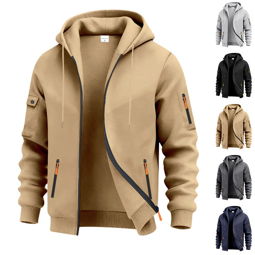 Herren nan technische Zip-Hoodiejacke mit wasserabweisenden Reißverschlusstaschen, Kapuze und verstärkten Ärmelpaspeln Echo Archiv