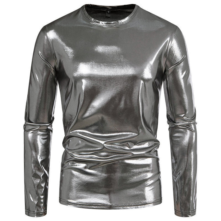 Herren langärmliges Shirt aus glänzendem Stretch-Stoff Echoarchiv